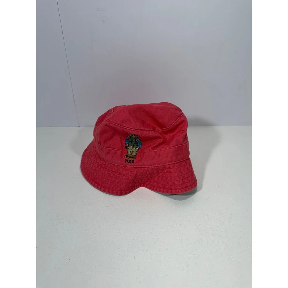 Polo Ralph Lauren Red‎ Polo Bear Cotton Bucket Hat SM 58cm Navy Underbrim